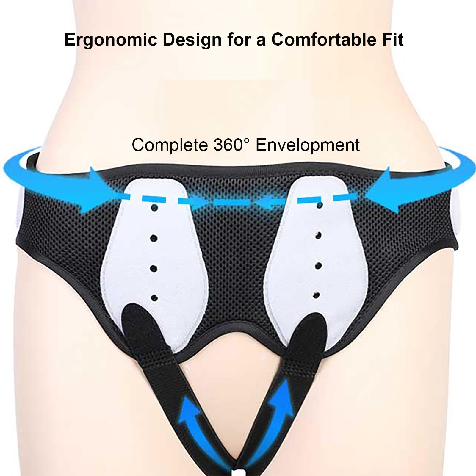 Hernia Support for Men and Women, Hernia Truss for Men Inguinal for Single/Double Inguinal, Adjustable Waist Strap with 2 Removable Compression Pads Breathable Material(X-Large)