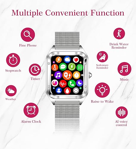 Miniatura 5 de Reloj inteligente para mujer (respuesta de llamadasmarcación), reloj inteligente con pantalla táctil de 1.6 pulgadas para Android iPhone compatible