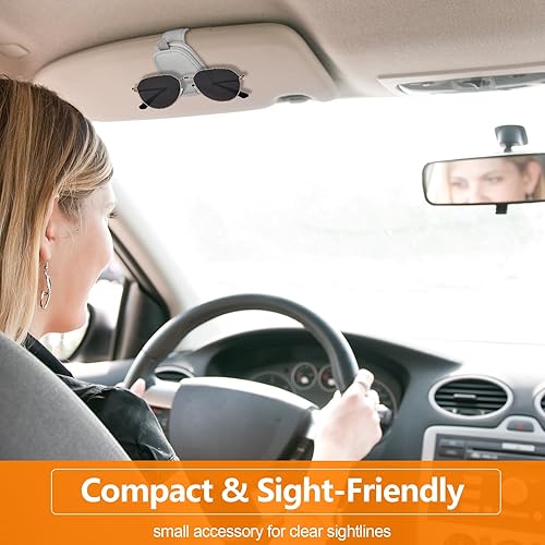 Miniatura 7 de Soportes para lentes de sol para visera de automóvil, paquete de 2 clips magnéticos de cuero para lentes de sol para visera de automóvil, soporte