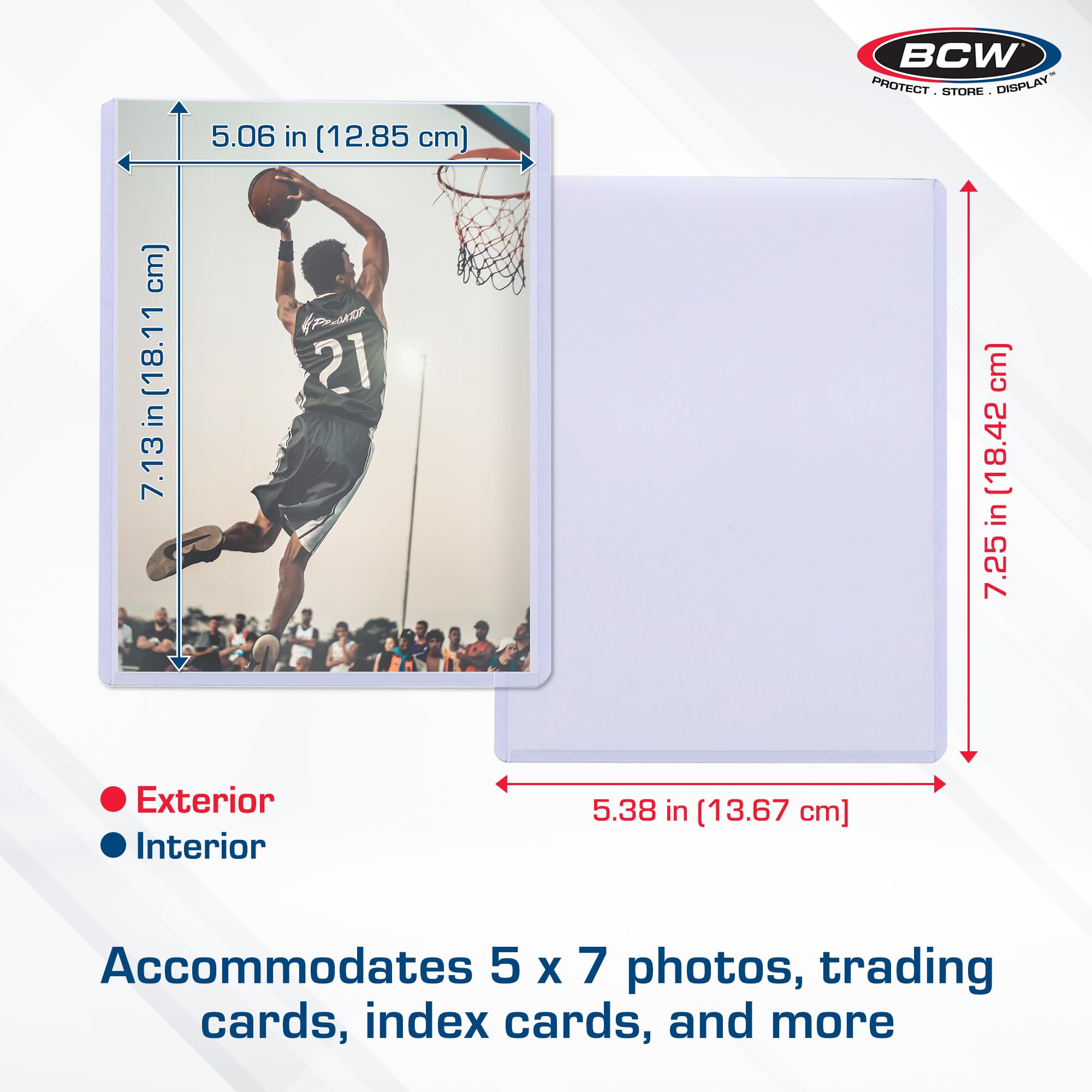 BCW 5 x 7 - Topload Holder (25 Holders/Pack) - Photo, Picture, Photograph Display - Baseball, Football, Basketball, Hockey, Golf, Single Sports Cards Top Load - Sportcards Card Collecting Supplies