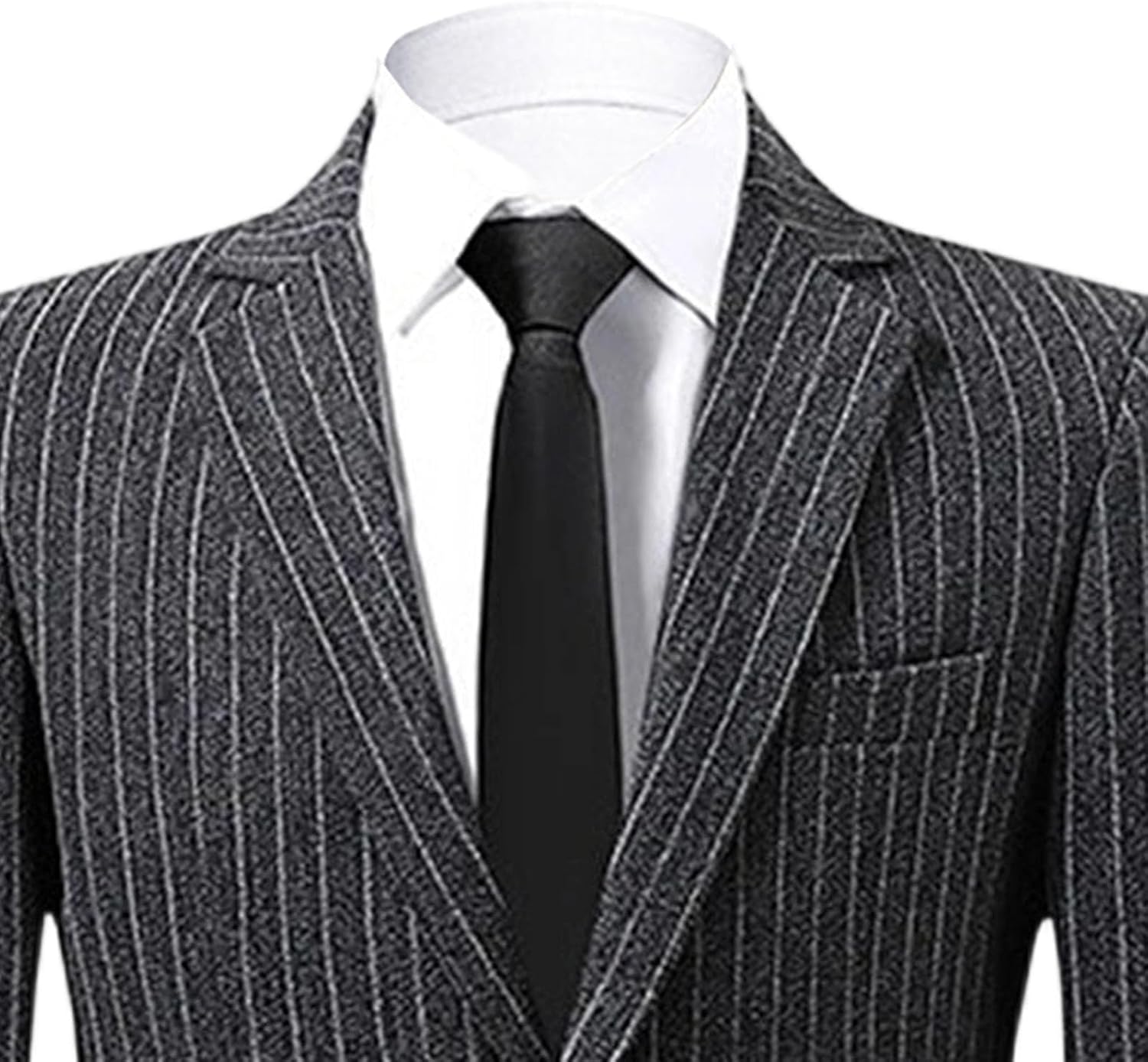 Men Striped Business Formal Jacket Set Classic 2 Pieces Notched Lapel Jacket Trousers Single Breasted Party Tuxedo Sets