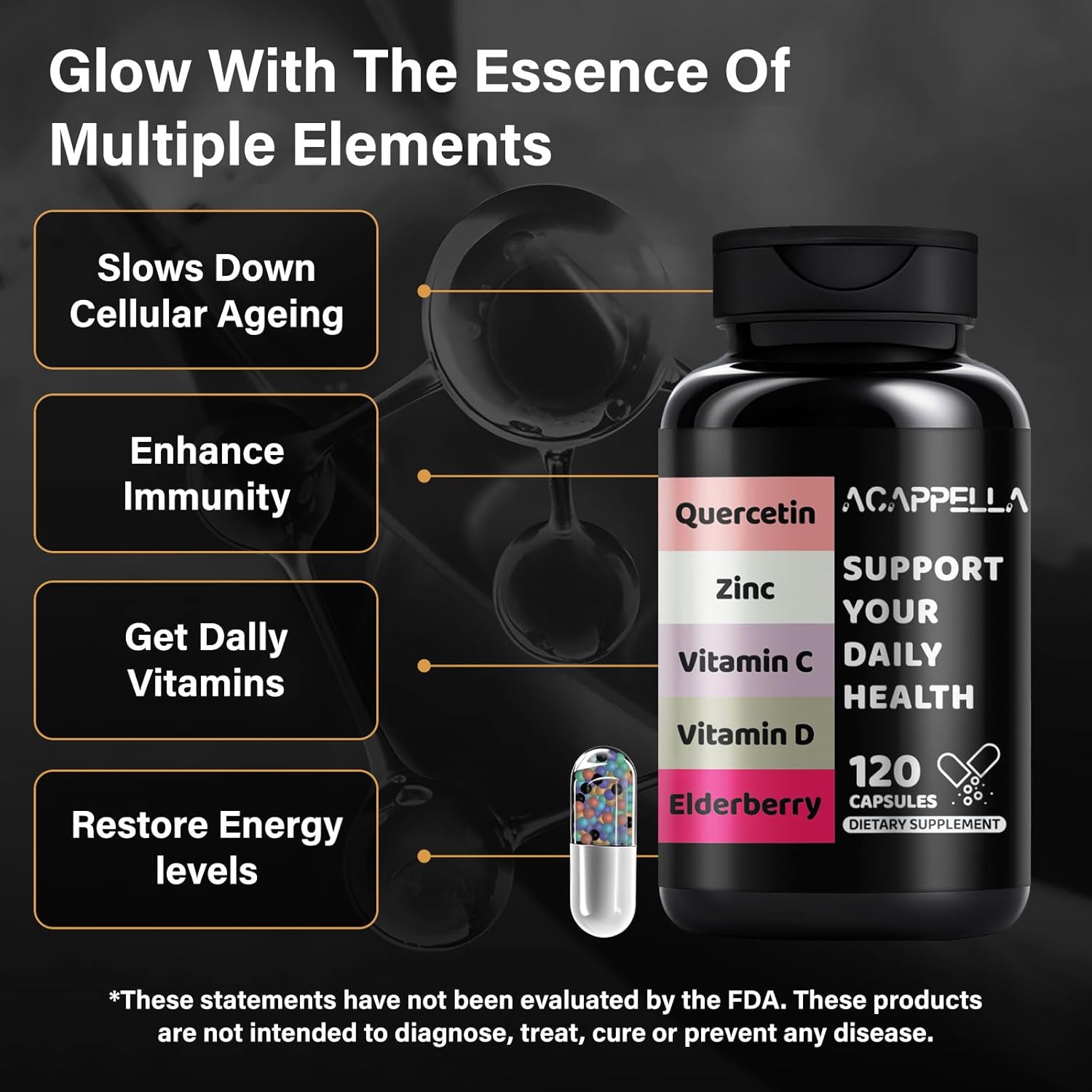 Vitamin D & Vitamin C 1000mg zinc supplements - black elderberry capsules k2 d3 magnesium vitamin supplement,quercetin with bromelain - Zinc Supplements For Men and Women With Artemisinin, Sea Moss