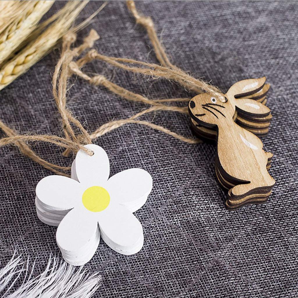 8Pcs Set Easter Bunny Rabbit Flower Pendents Wooden Tags Hanging DecorationHome & Garden|Holiday & Seasonal Dacor|Easter & Spring-image-28