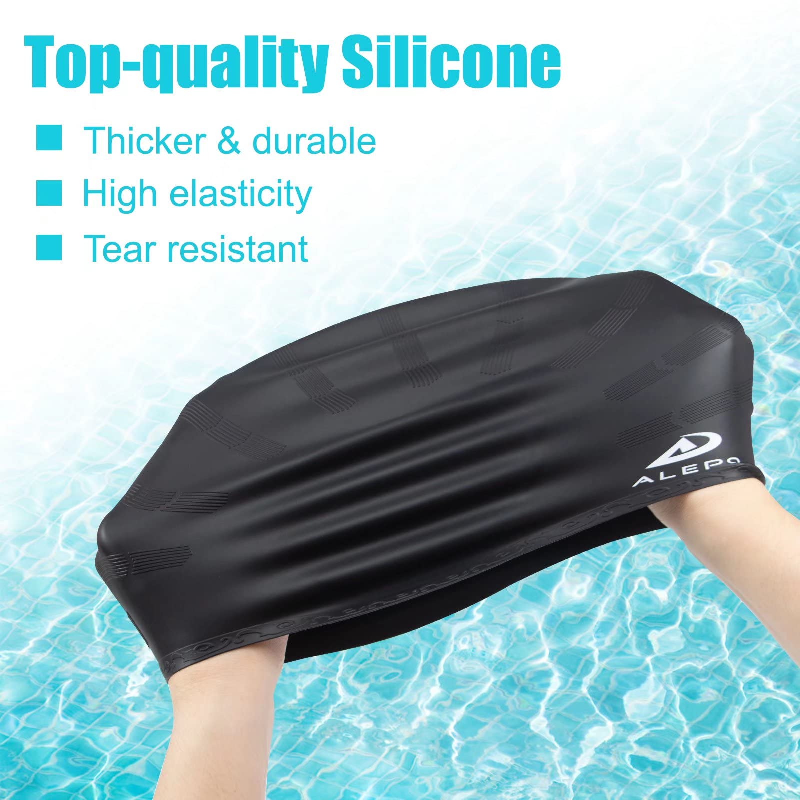 Alepo Confezione da 2 Cuffia da nuoto per bambini e bambine, in silicone durevole, con protezione per le orecchie 3D, per bambini piccoli, capelli lunghi di età compresa tra 3 e 15 Alepo Confezione da 2 Cuffia da nuoto per bambini e bambine, in silicone durevole, con protezione per le orecchie 3D, per bambini piccoli, capelli lunghi di età compresa tra 3 e 15