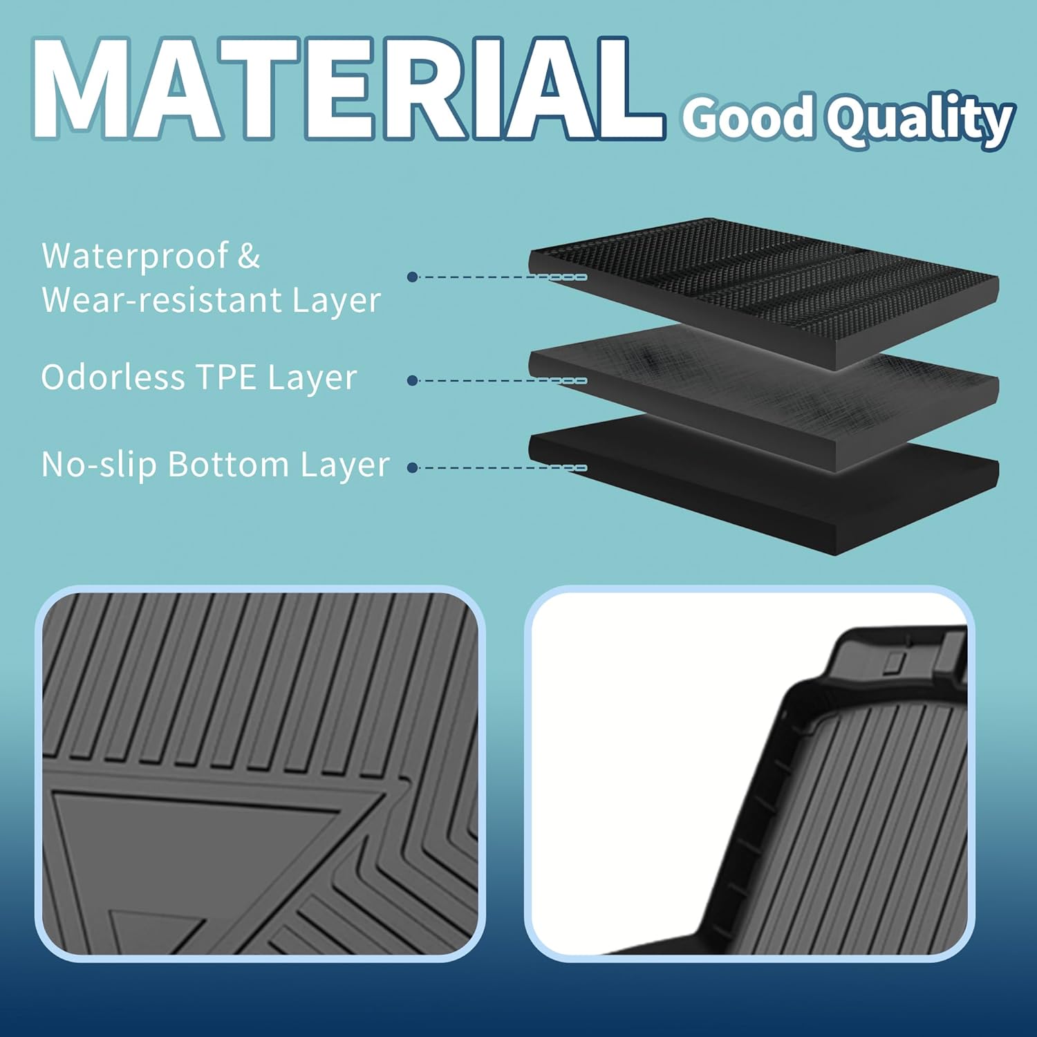 ACROPIX Flat Face Cargo Liner Rear Trunk Mat Trunk Cargo Luggage Boot Tray Mat Stripes and Triangles Pattern for Chevrolet Malibu 2016-2023 Anti-Slip