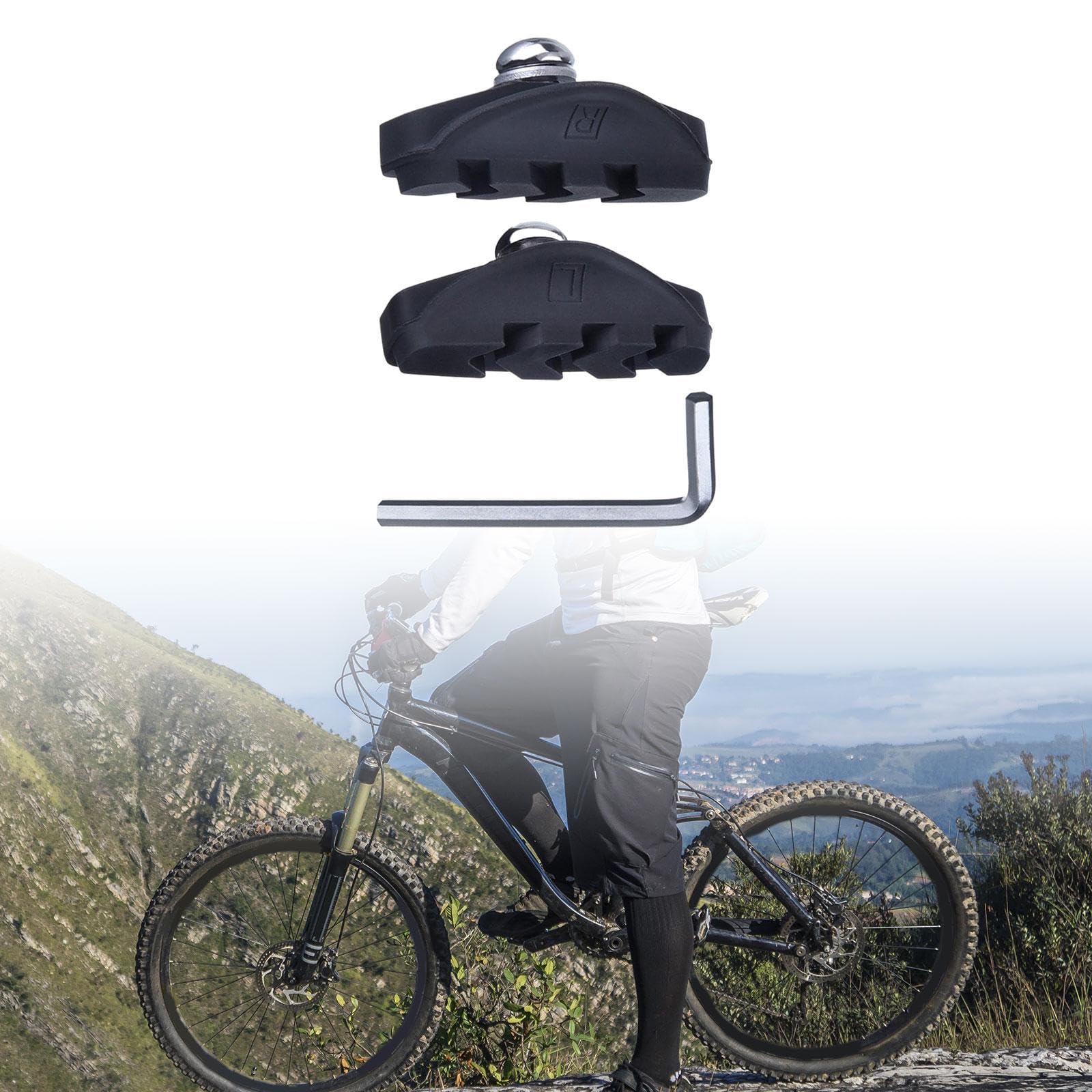 1 Par Pastillas de Freno para Bicicleta V Tipo Zapatas Calzo Soporte 50mm con Goma Antidesgaste Y Aleación Resistente con Llave Aptas para Carretera M