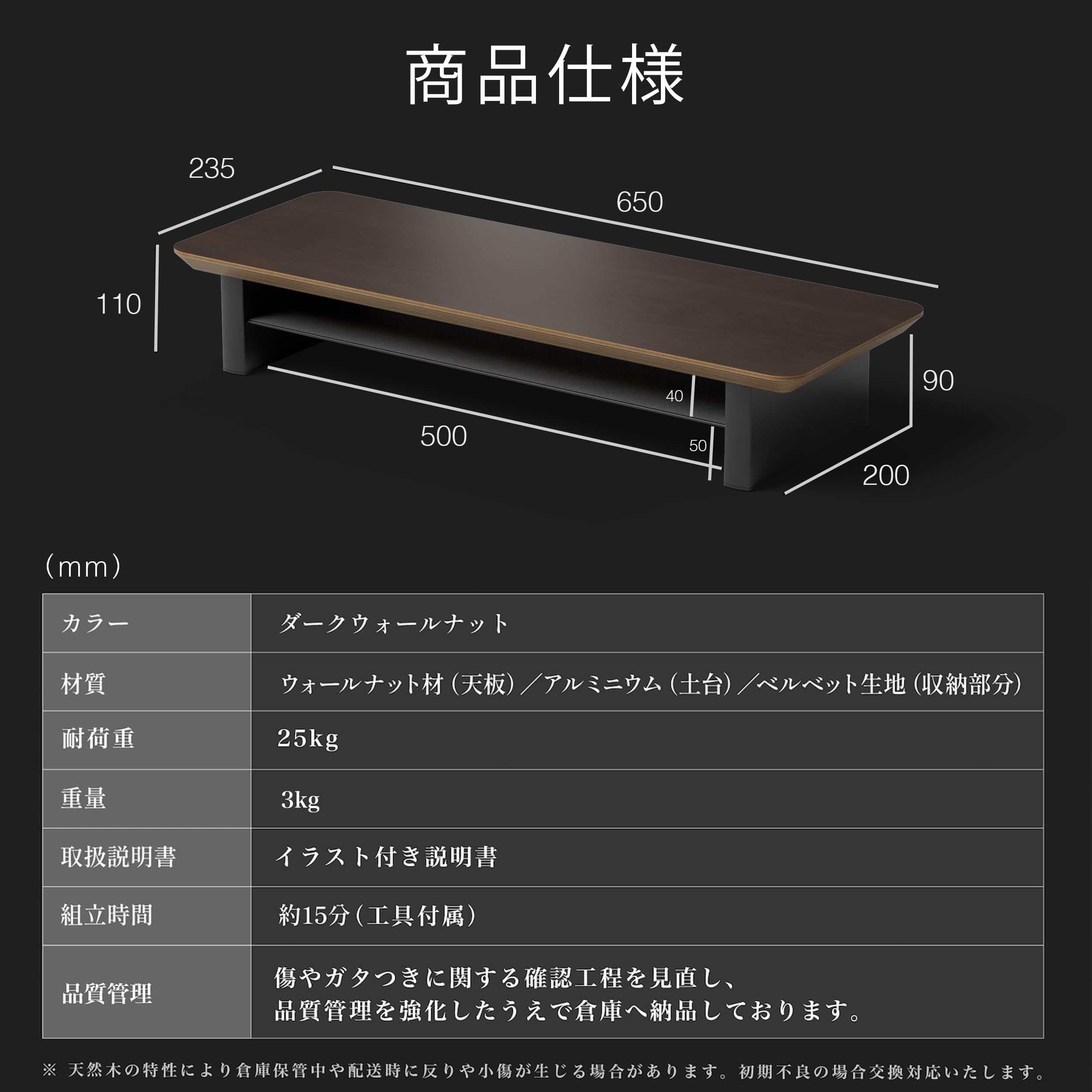 Amazon.co.jp: amesoba デスクシェルフ MINI モニタースタンド 木製