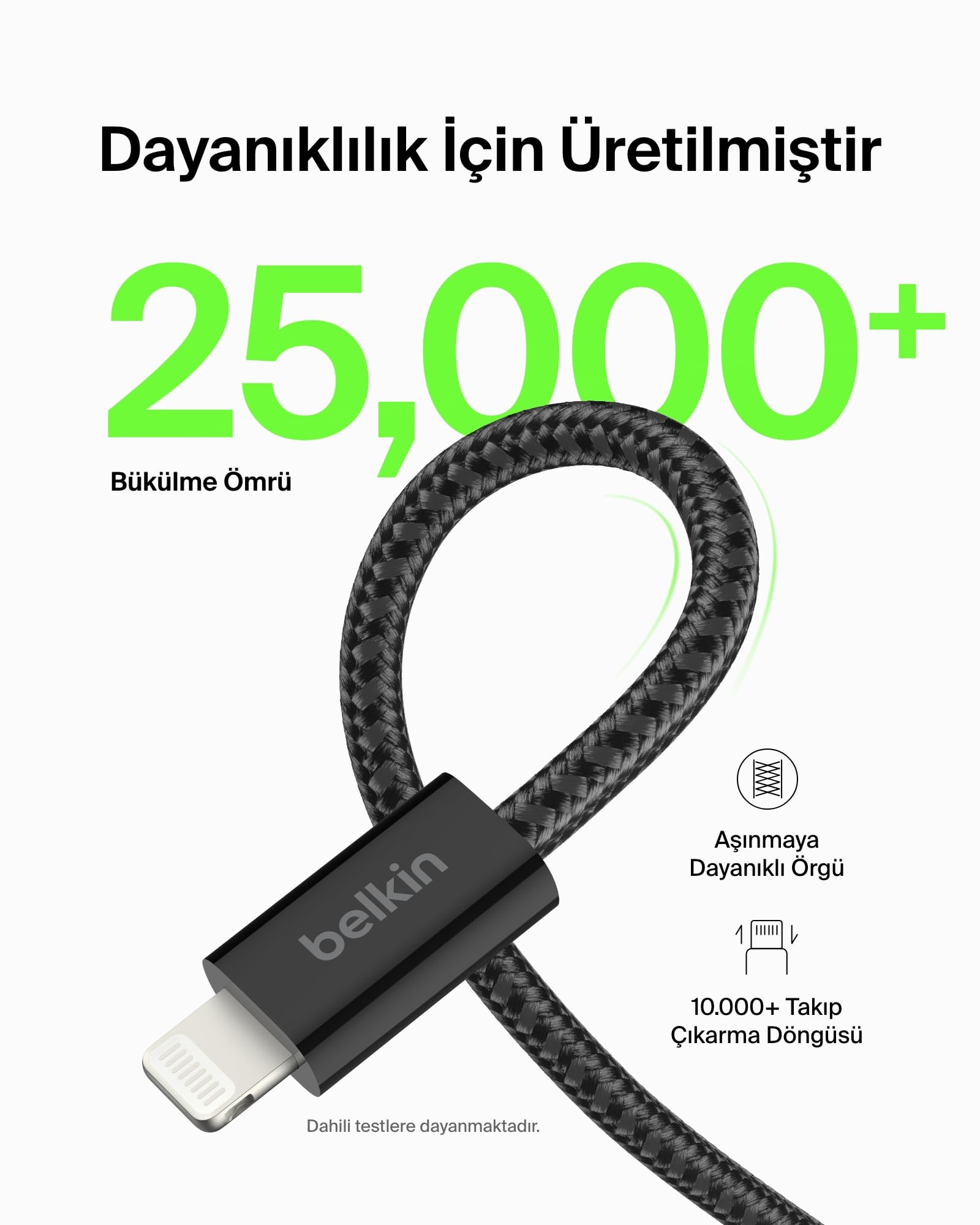 Belkin 2'li Örgülü USB-A - Lightning Kablo, 1,5 m, Yumuşak, Esnek ve Hızlı Şarj Kablosu, iPhone 14 ve Önceki Modeller, 9. Nesil iPad ve AirPods ile Uyumlu, Siyah