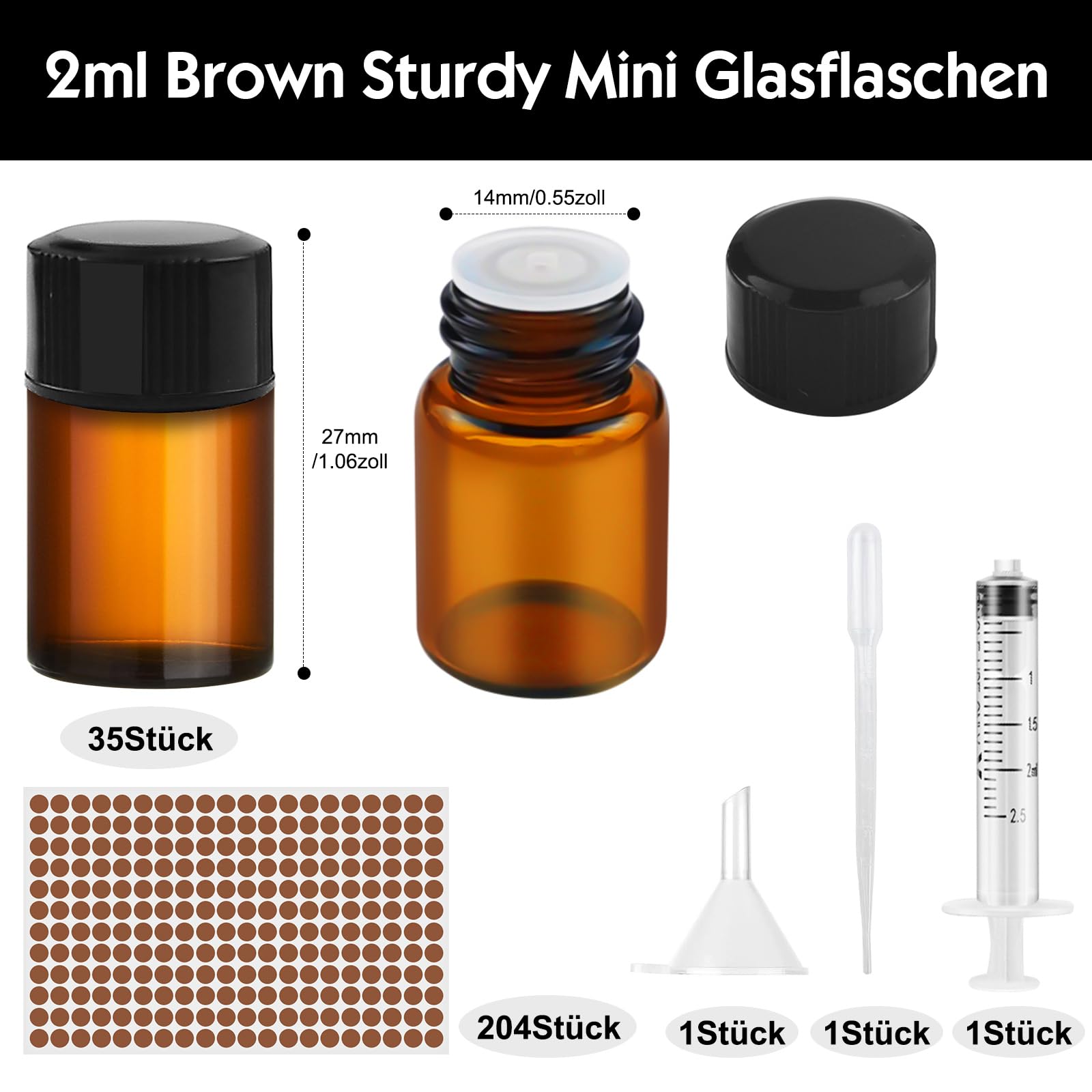 Contagocce Di Vetro Ambrato Per Oli Essenziali Da 1 Ml - Foto 6