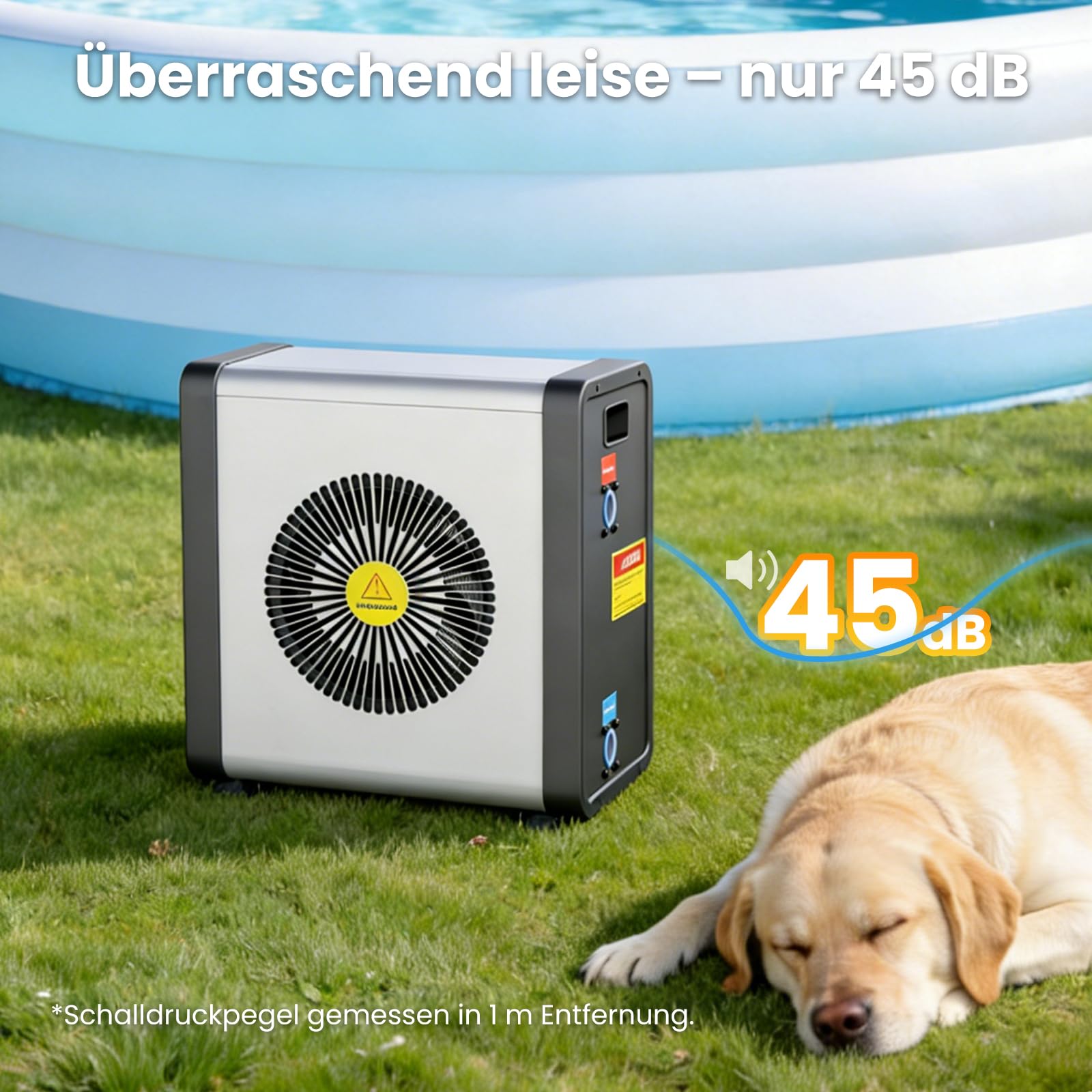 Mini-Wärmepumpe für Pools – 5 kW steckerfertig, leise (29–45 dB), COP 5,5, 220–240 V – Heizen & Kühlen für bis zu 20 m³ – verlängert die Badesaison um Monate