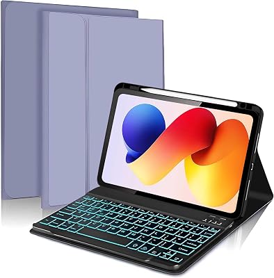 Keyboard case for Xiaomi Redmi Pad 2 Pro 12.1 inch, Magnetic Detachable Wireless Bluetooth Keyboard Built-in 7-Colors Backlit with Pen Holder, Lavender