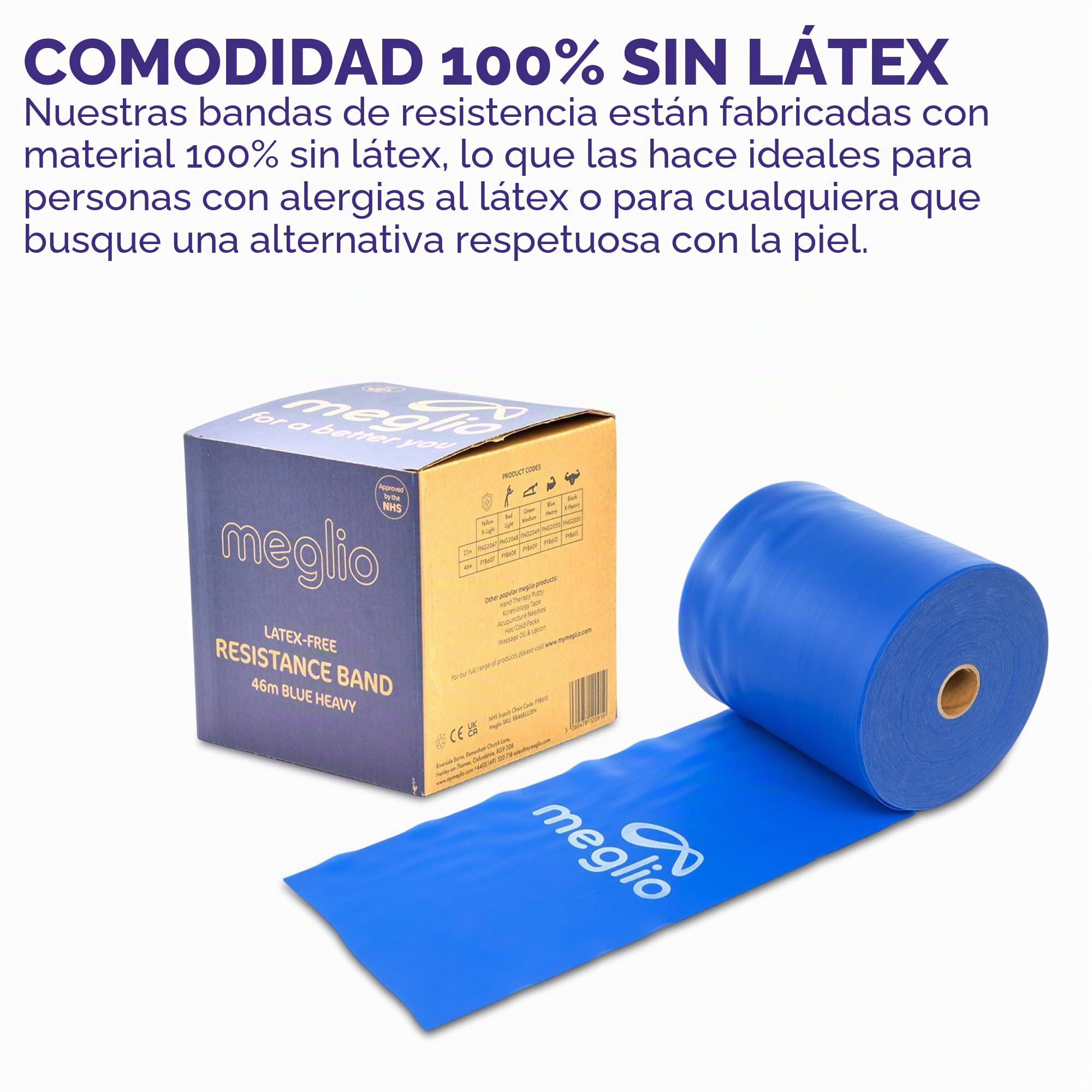 Meglio Rollo de Banda Elástica – Banda de Resistencia sin Látex para Fisioterapia, Pilates, Fuerza y Rehabilitación, Disponible en 5 Resistencias y 2 Longitudes (23m/46m)