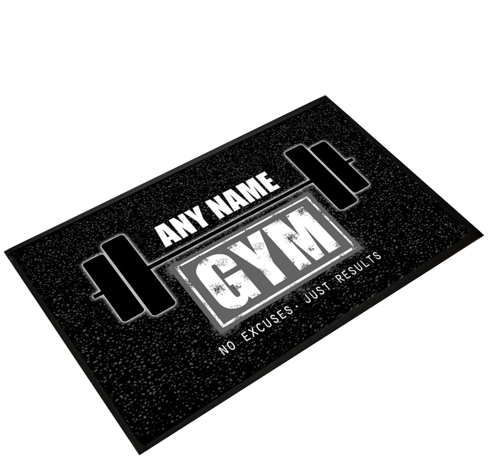 Artylicious Personalised Gym/weights room dumbell Door mat 60 x 40cm, non slip base mat, gym equipment, home gym accessories (Grey) — image 1