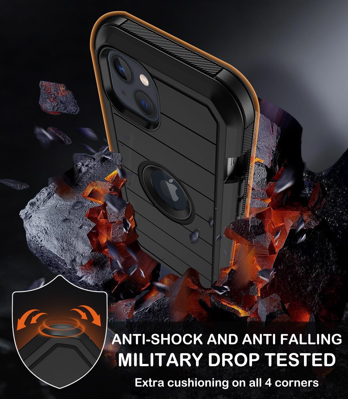 for iPhone 14 Plus Case with Belt Clip Holster,Built-in Screen Protector,Heavy Duty Shockproof Drop Protection Military Grade Rugged Phone Cover with Kickstand for Apple 14 Plus 6.7"(Black) - Image 4