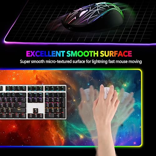 Miniatura 3 de AIMSA Alfombrilla de mouse grande RGB para juegos, alfombrilla de mouse para teclado extendida de 35.4 x 15.8 pulgadas, base de goma antideslizante