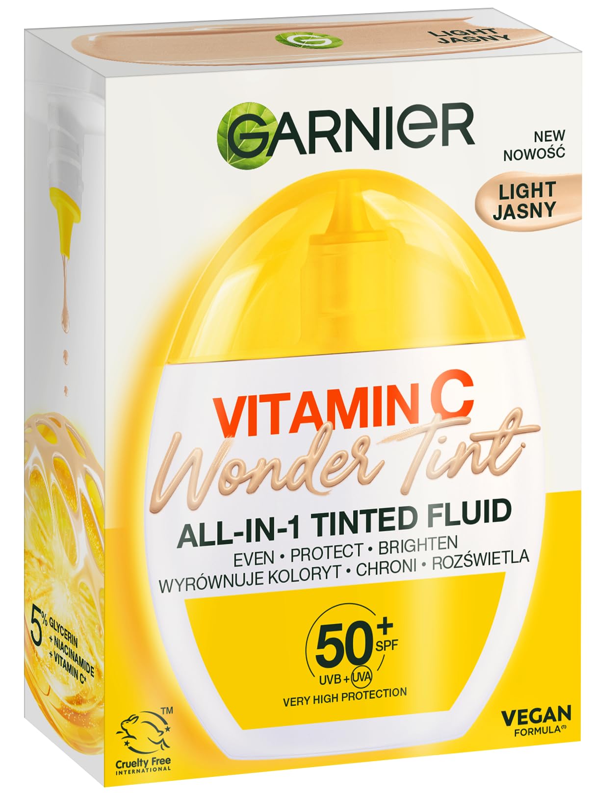 Garnier, fondotinta leggero "Wonder Tint", "chiaro", con protezione ultra elevata SPF 50+, 40 ml