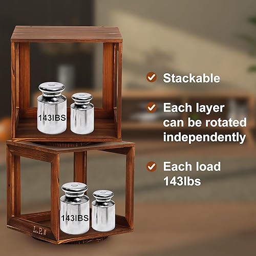 Miniatura 7 de MYOYAY Cubo de almacenamiento de discos de vinilo, Caja de almacenamiento de vinilo modular de madera, Caja de vinilo vintage apilable, Titular de