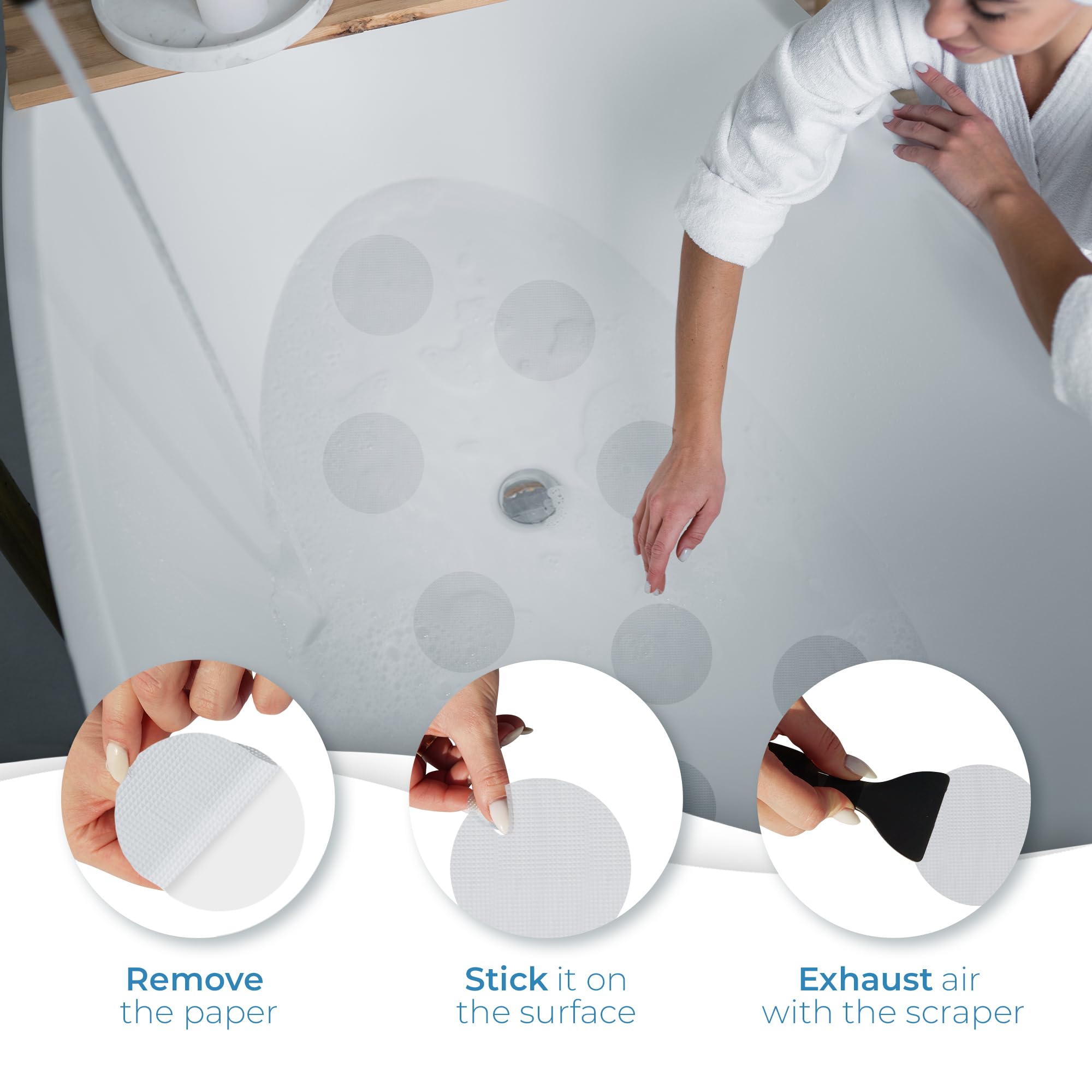 Pegatinas antideslizantes para ducha, 24 unidades, tiras de ducha invisibles antideslizantes para adultos, calcomanías adhesivas de alta calidad para bañera (transparente)