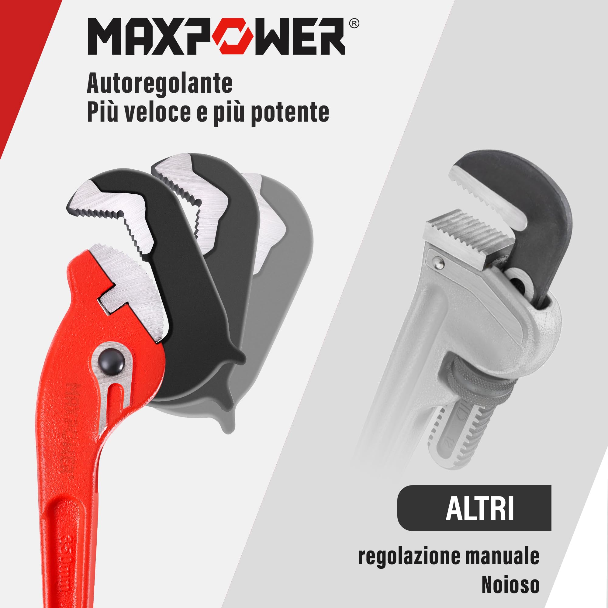 MaxPower Chiave per Tubi con RapidGrip CrV, Chiave Stillson da 350 mm, Giratubi con Apertura Massima 54 mm, Chiave per Tubo Uso con Una Sola Mano