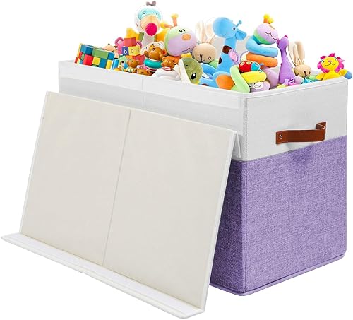Vista 34 de Caja grande de juguetes con tapa, caja de almacenamiento de juguetes resistente, cesta organizadora con divisores para niños pequeños, niños, niñas