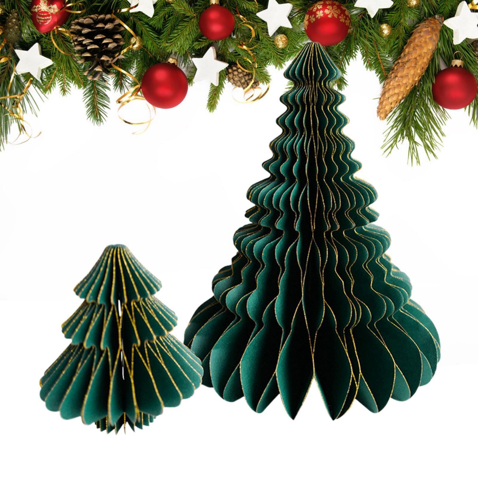 Raxove Dark Green Paper Christmas Ornament - Christmas Tree Kit | Party Centerpiece Ornament, Christmas Desktop Christmas Tree For Desks, Sofas, Dinning Tables, And Cabinets