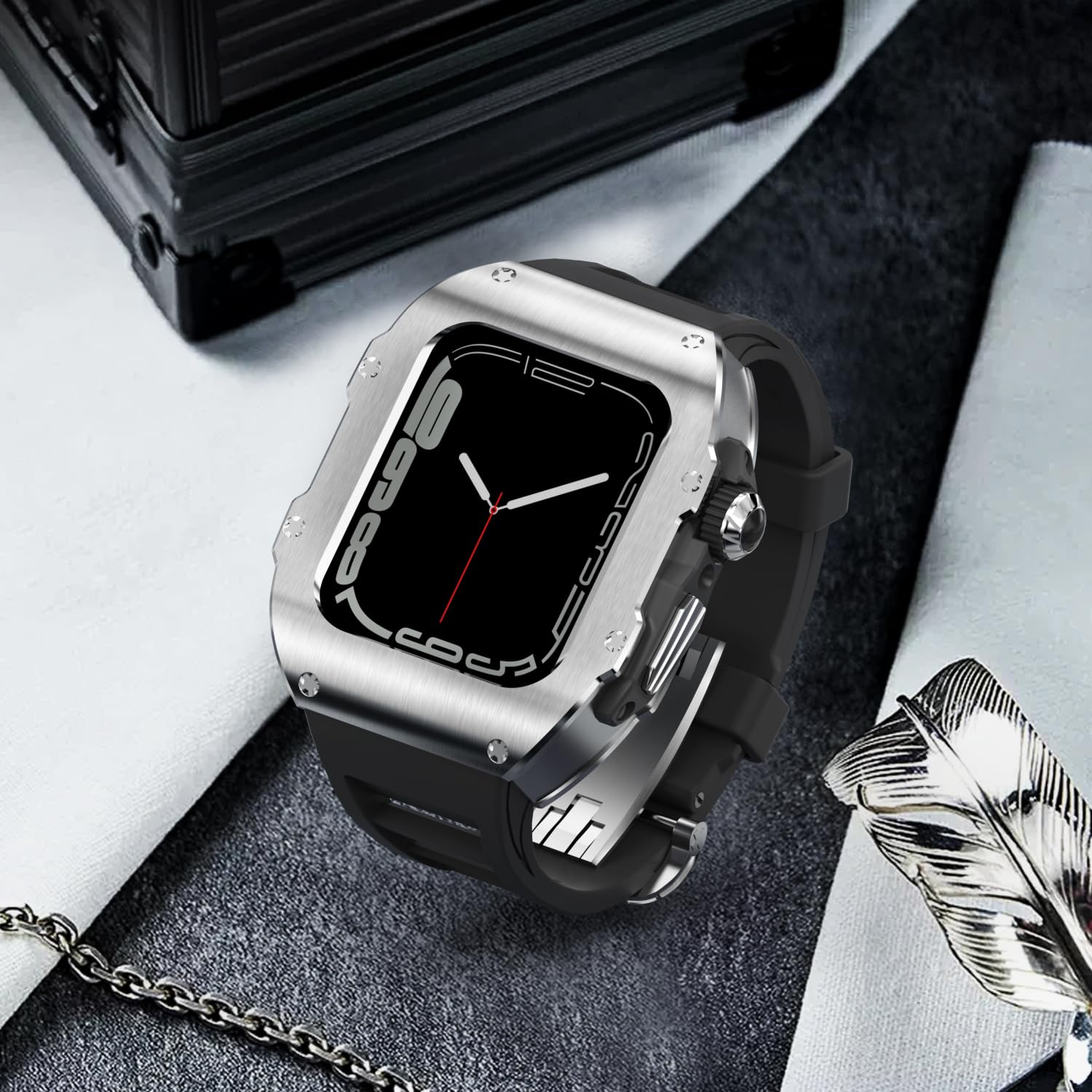 Amazon.co.jp: Apple Watch用 45mm 44mm 316Lステンレススチールケース 