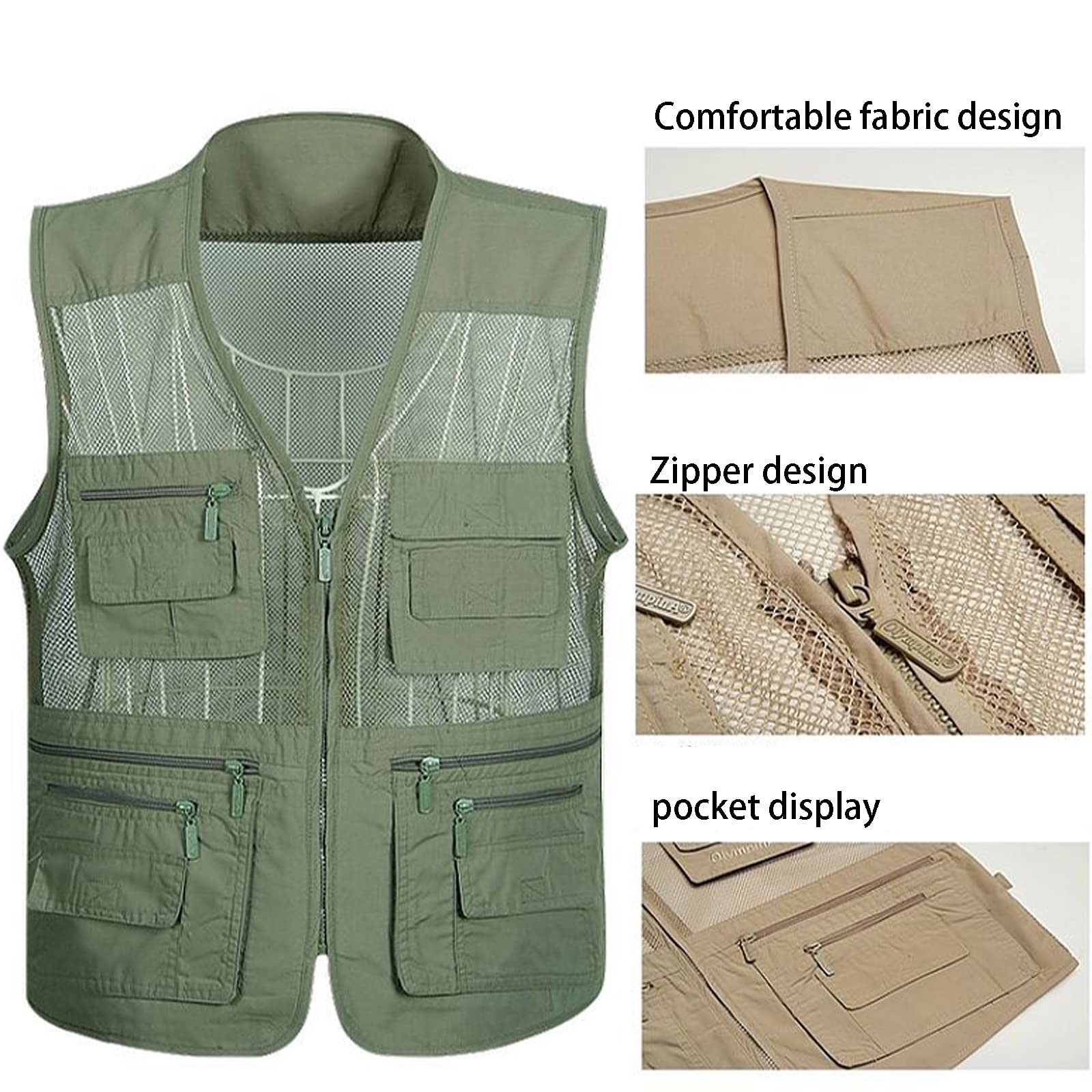 Gilet Pesca Giubbino Fishing Vest with Mesh Back Gilet da Pesca a Mosca Multitasche Gilet Fotografia Panciotto Pesca Campeggio Escursionismo