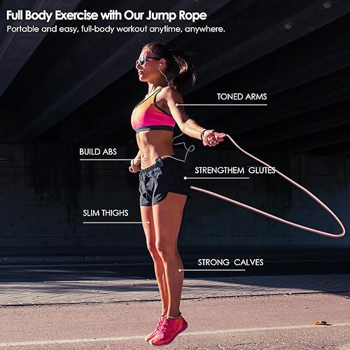 Miniatura 4 de Paquete de 2 cuerdas de saltar para fitness, cuerda de saltar de velocidad para hombres, niños y mujeres, cuerda de salto para entrenamiento, juego