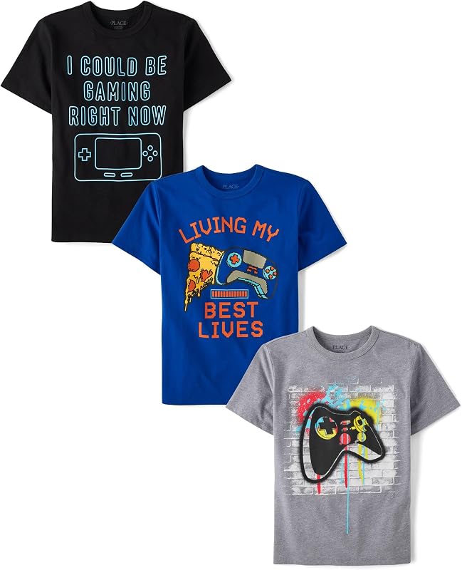 Pack de 3 camisetas gráficas The Children's Place Boys manga corta