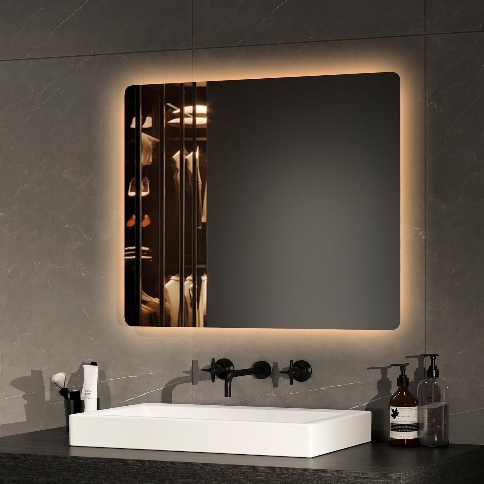 Espejo de baño con luz EMKE 60x50 cm antivaho y retroiluminación led