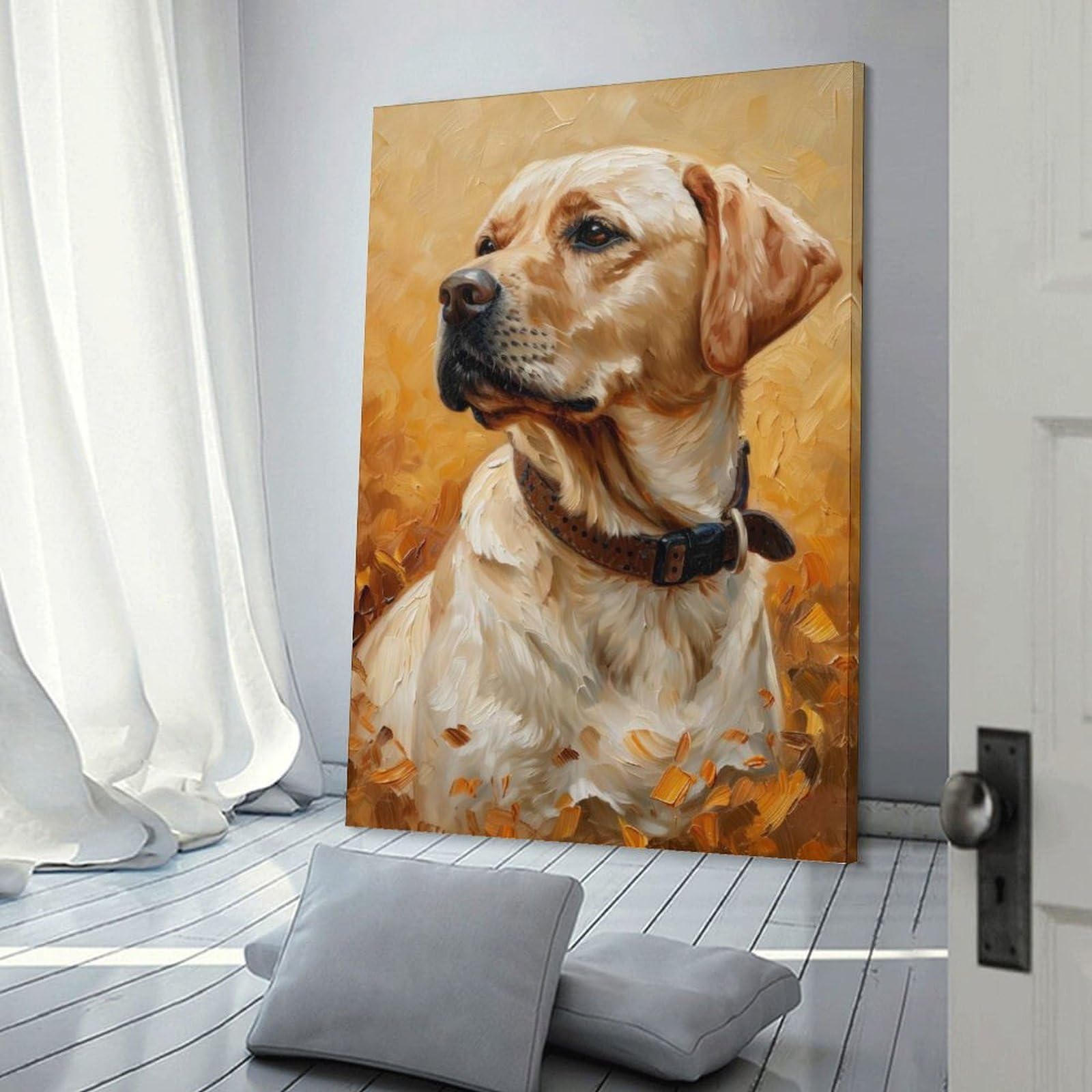 Junmoney Wall Decor Canvas Print Golden Lab Radiance, 24x36inch(60x90cm), for Study, Office Or Apartment Decor, Canvas Artwork with Gifting Potential