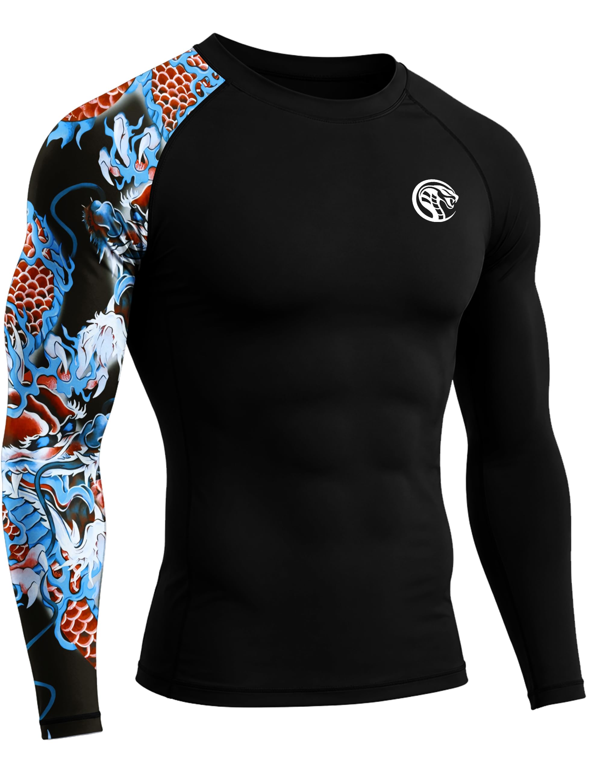 WISMBOX Herren Langarm UPF 50+ Rashguard Kompression für BJJ Schwimmen | Atmungsaktives Funktionsshirt mit UV-Schutz. Schnelltrocknend, bietet flexiblen Halt für MMA, Surfen und Fitness, Gr. S-3XL.