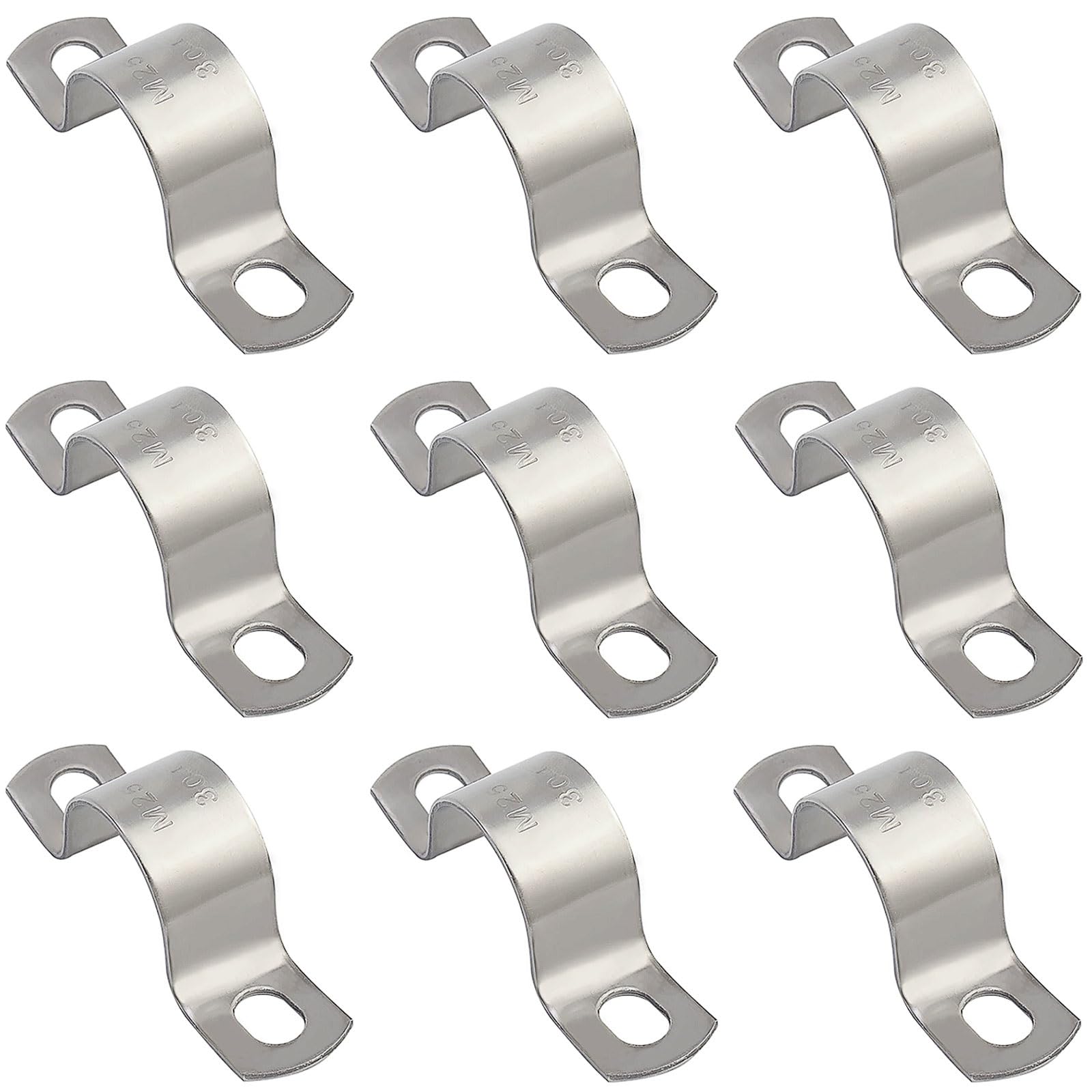Esmen Uae One Color 9-Pack 304 Stainless Steel Thickened Pipe Clamps, M20-M35 U-Shaped Clamps, Pipe Supports And Clips For Water Pipes, Hose Clamps Tube Fittings(M35)
