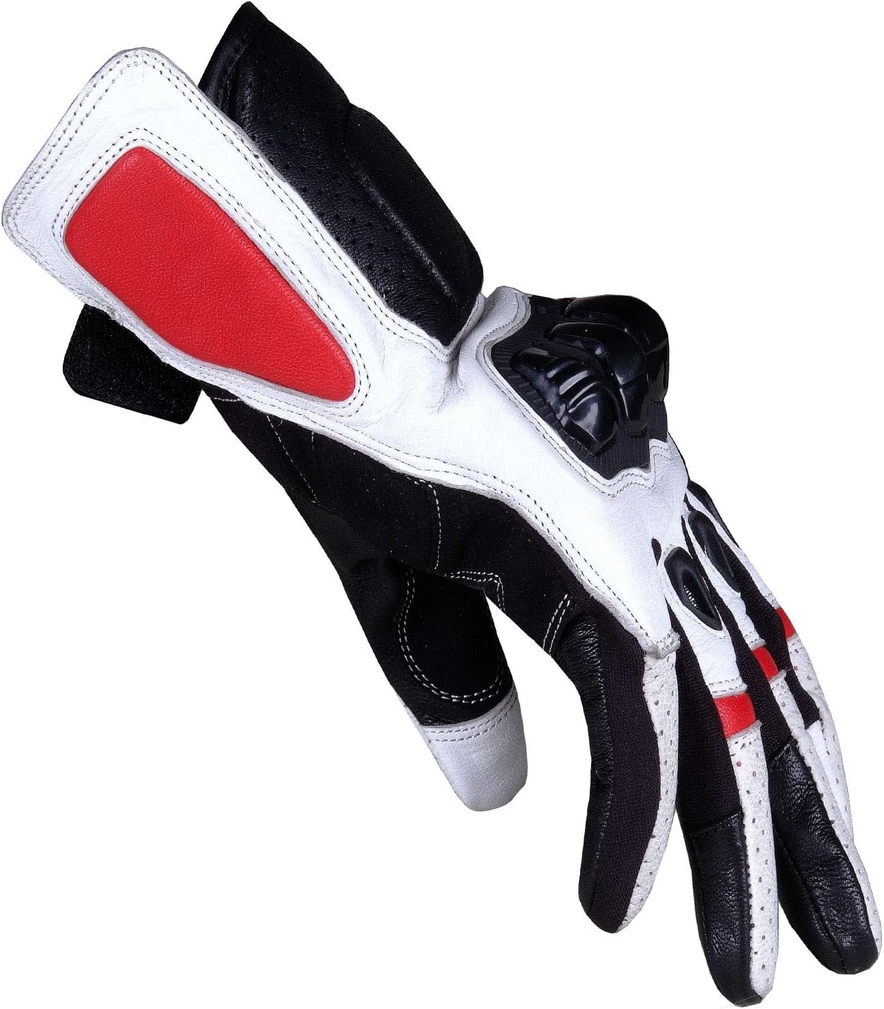 Jackets 4 Bikes Men Motorcycle Protective Premium Leather Street Cruiser White Biker Gloves