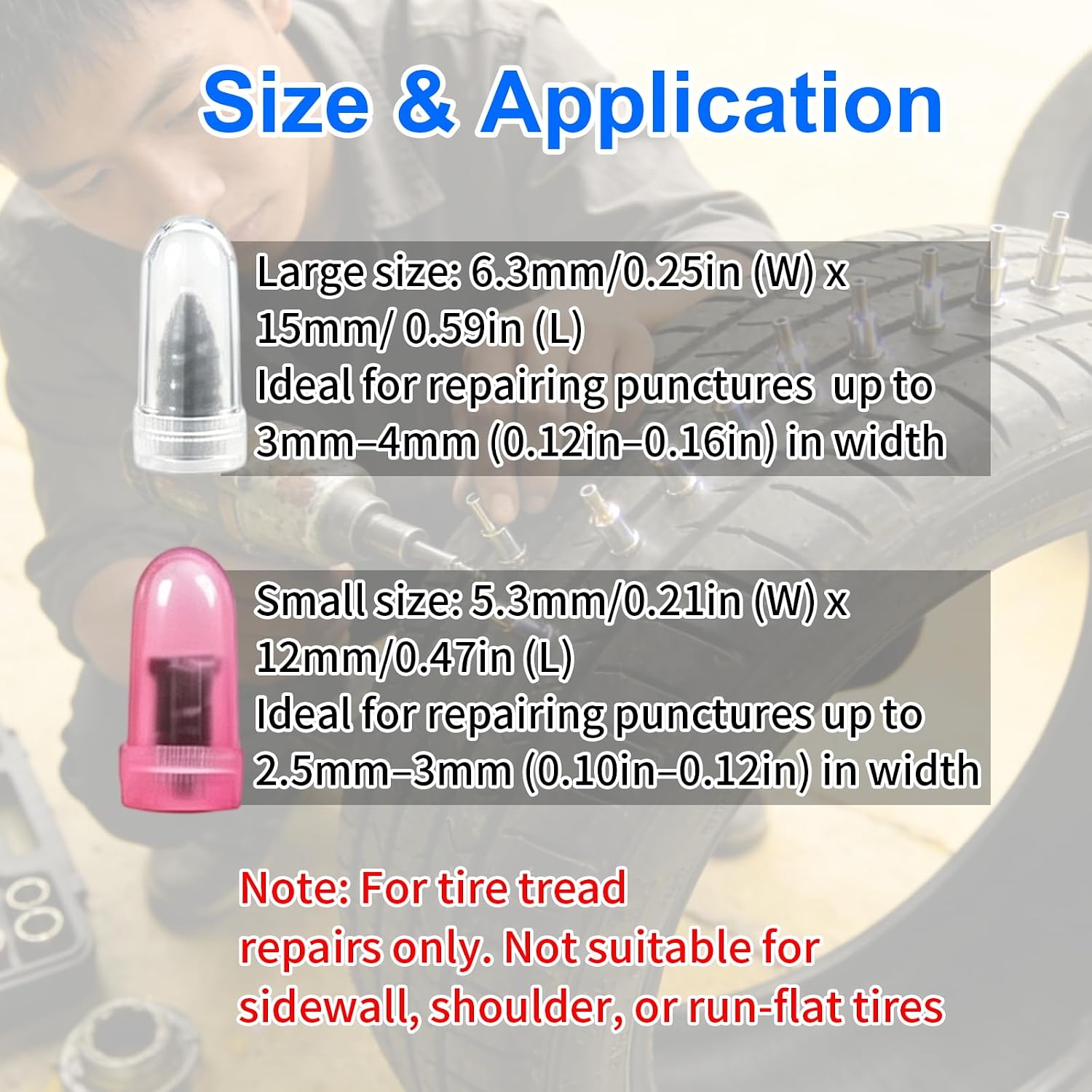 100PCS Tire Screw Plug Repair Kit,No Tire Removal Needed & Self-Service Tire Screw Plug Repair Kit,Tire Sidewall Repair Kit,Quick Repairing Tires Puncture for Cars,SUV,Trucks and Motorcycles