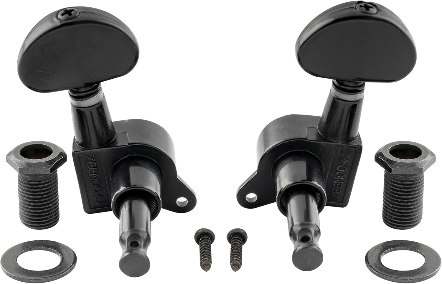 Musiclily Pro R15J 3R3L 15:1 Ratio Full Sealed Machine Heads Tuners Tuning Pegs Keys with Half Moon Button for Acoustic Electric Guitar, Black