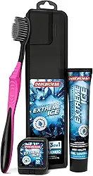 Dentalclean Kit Extreme Ice: Gel Dental 50g Com Flúor + Escova Macia + Fio Dental 20m com Estojo, Rosa