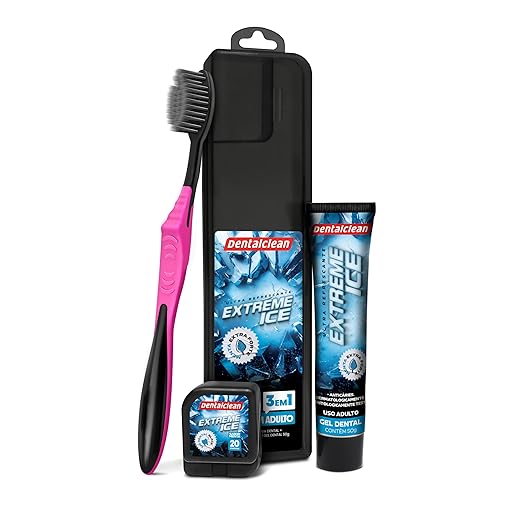 Dentalclean Kit Extreme Ice: Gel Dental 50g Com Flúor + Escova Macia + Fio Dental 20m com Estojo, Rosa