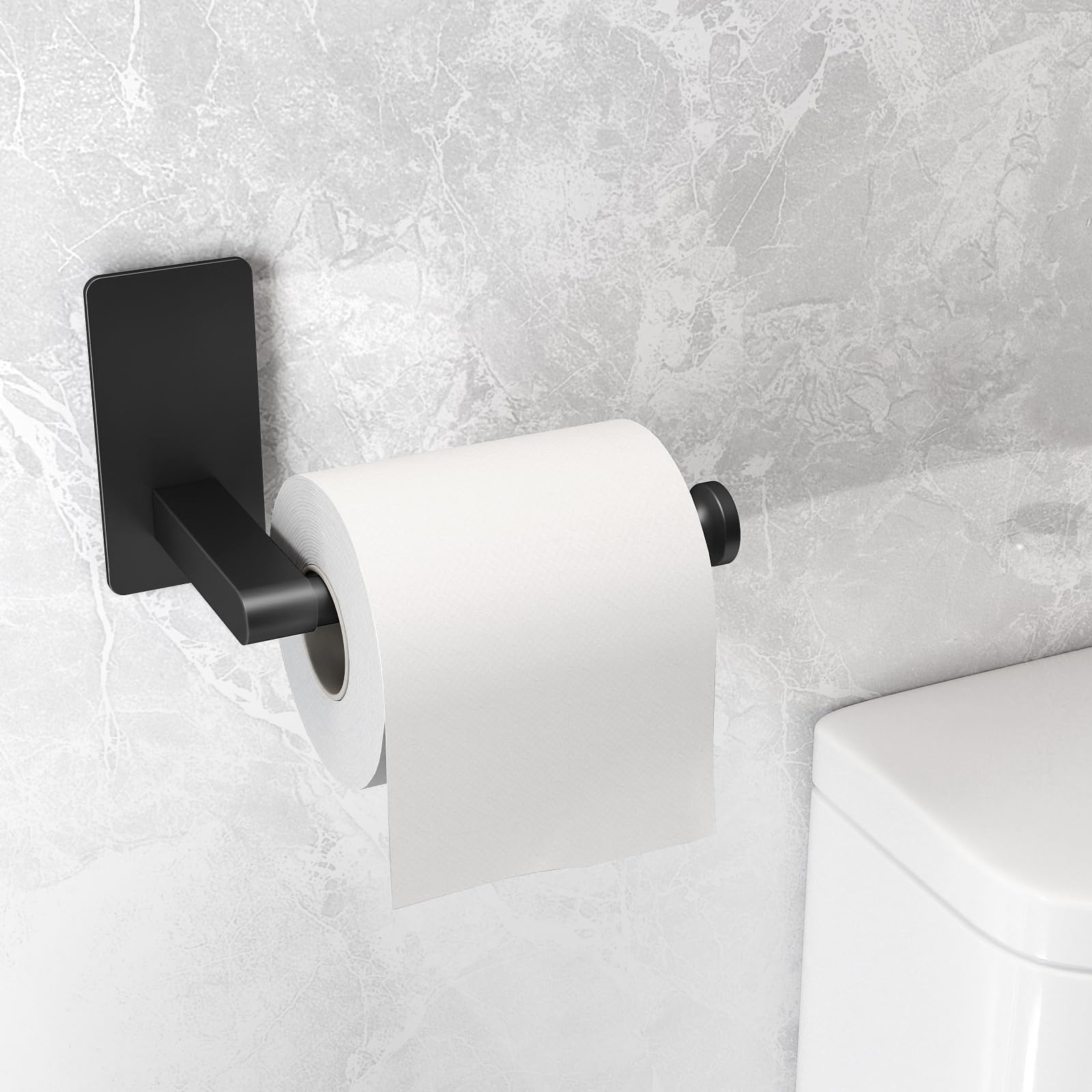 STWWO Toilet Paper Holder Self Adhesive, Extra-Wide Gap, Matte Black — Amazon image 2