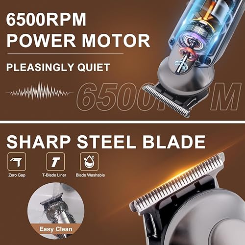 Miniatura 5 de Hatteker Cortadora de barba para hombres, maquinilla de afeitar eléctrica impermeable, cortadora de pelo inalámbrica, kit de afeitado para nariz,