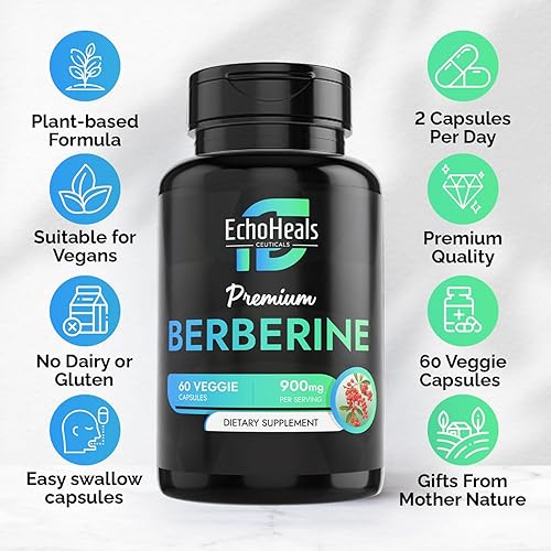 Miniatura 3 de Suplemento de berberina, a base de plantas naturales con canela de Ceilán, cúrcuma, piperina, vitaminas B6, C, D, apto para veganos, 60 cápsulas