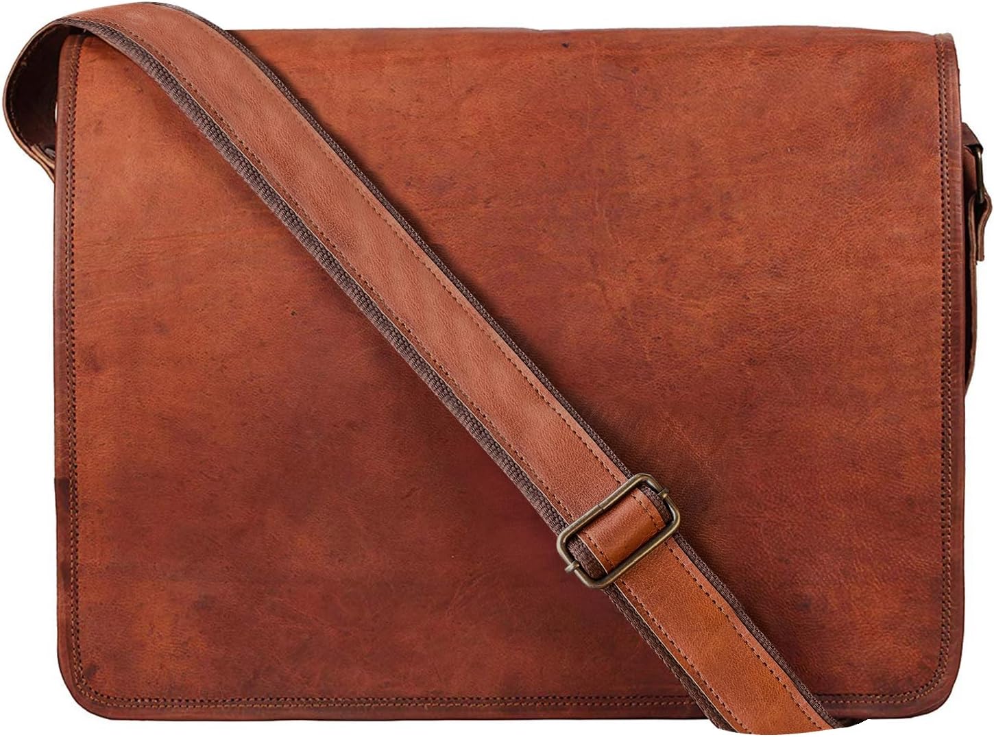 Medium Brown Genuine Leather Unisex Messenger Bag