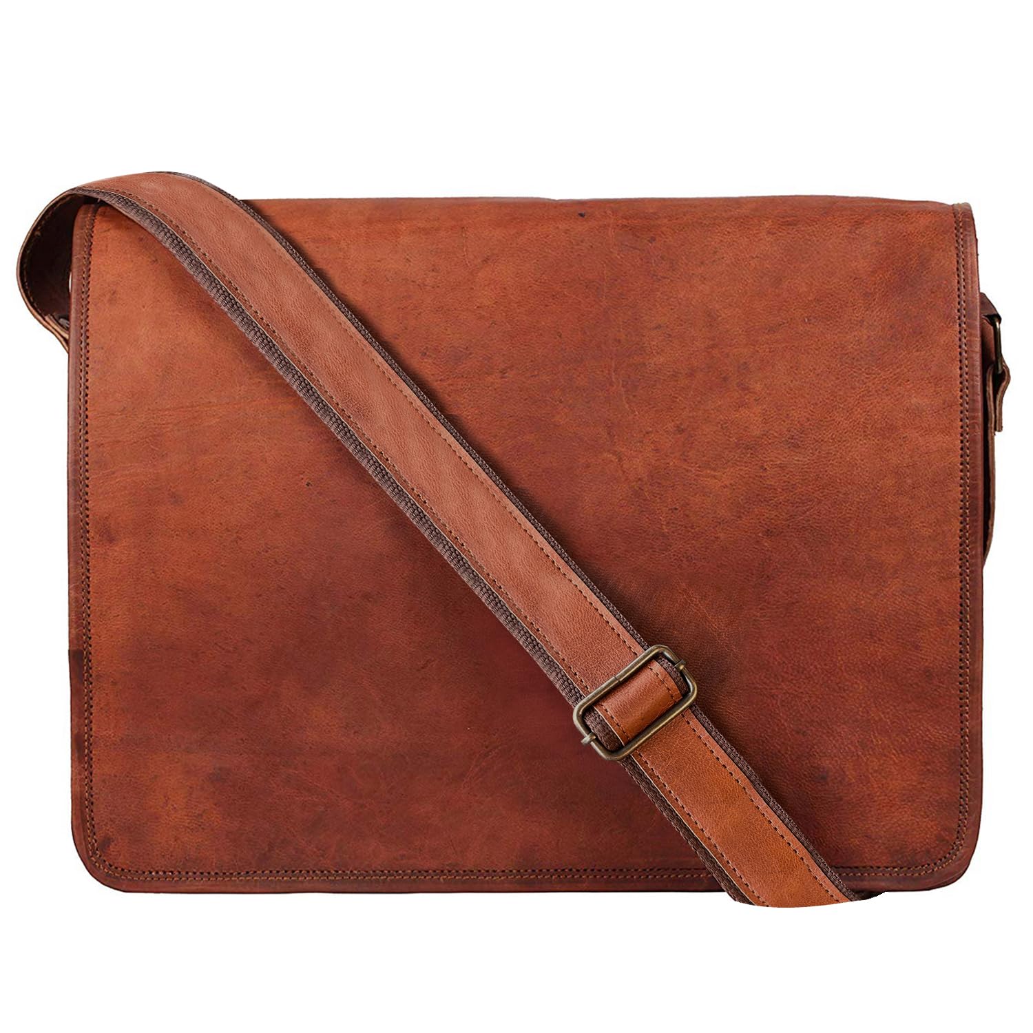 RUSTIC TOWN 15 inch Vintage Crossbody Full Grain Leather Laptop Messenger Bag