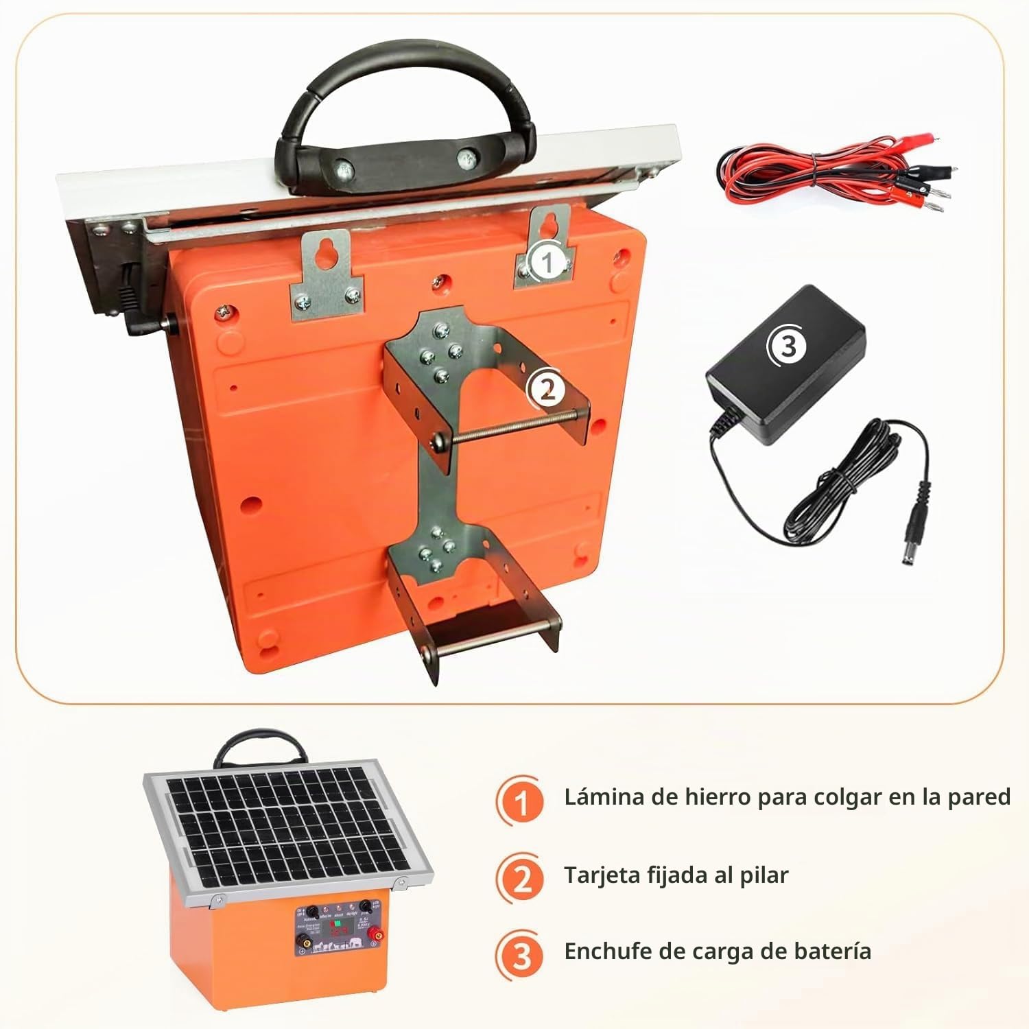 12V Solar Pastor Electrico,32KM cerca eléctrica Controlador de 0.5J / 9.5KV | con batería de Panel Solar de 7.5W, para prevención de vida silvestre, granjas, aves de corral, jardines