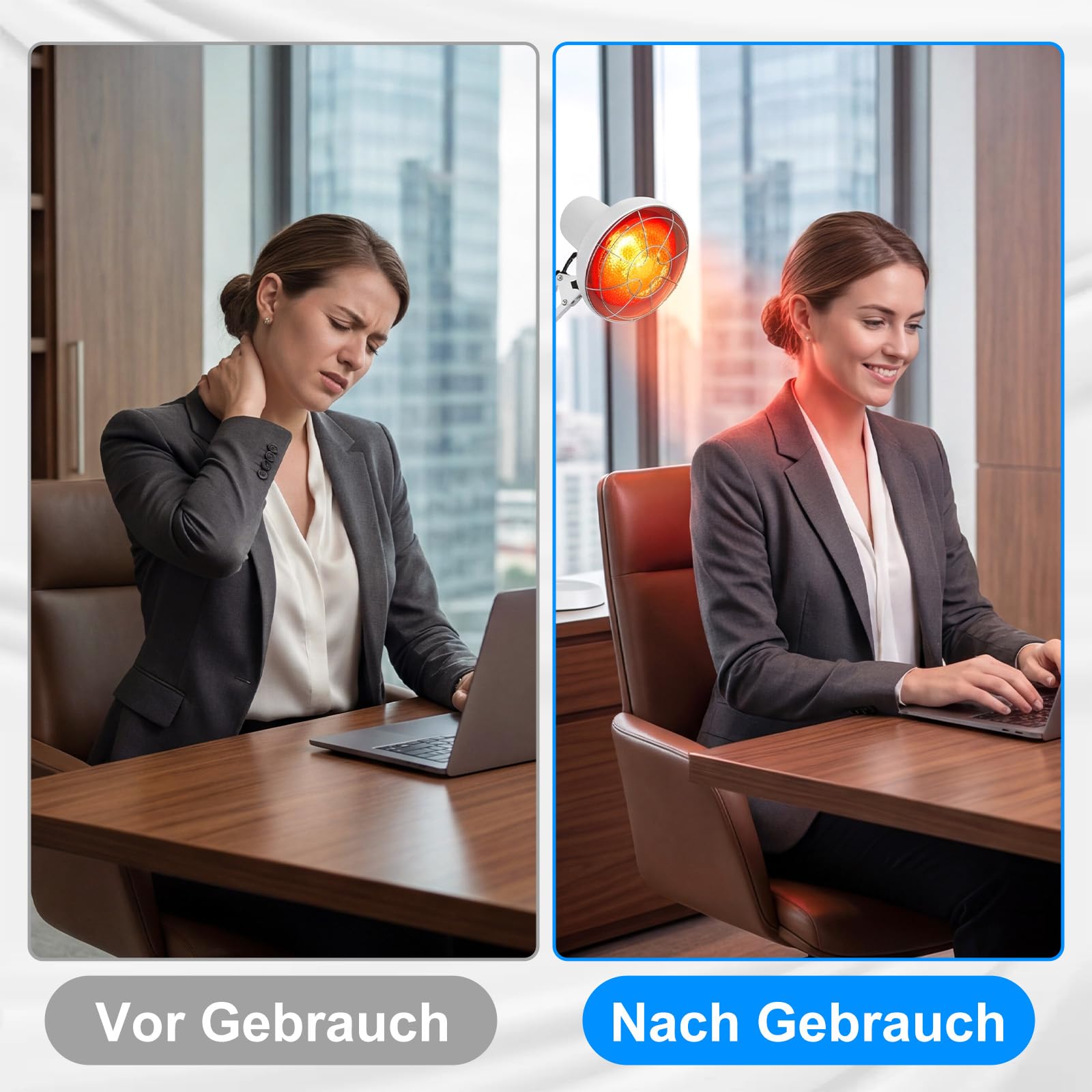 Rotlichtlampe Wärmelampe 100W Timer 180° Schwenkbarer Halter Höhenverstellbar