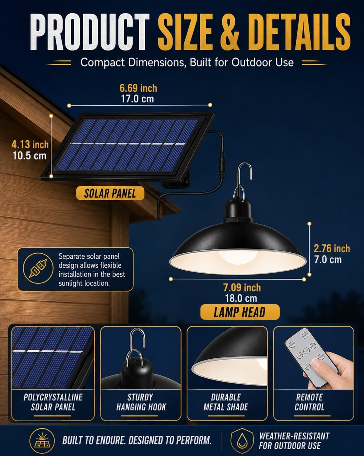 Lampada Solare Esterna Con Telecomando, Lampada A Sospensione Solare Per Esterni Grado Impermeabilità Ip65, Adatta Sia Per Interni Che Per Esterni: Ideale Per Abitazioni, Pollai Garage (Luce Calda)