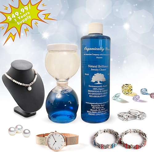 Miniatura 7 de Organically Yours Limpiador de joyas Botella de repuesto con solución natural para plata esterlina, oro y diamante. Pule suavemente y elimina el