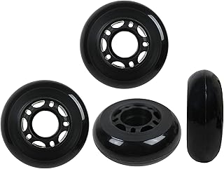 KSS 64mm 82A Inline Skate Wheels with 5-Spoke Hub (4 Pack), 64mm, Black/Grey/Red