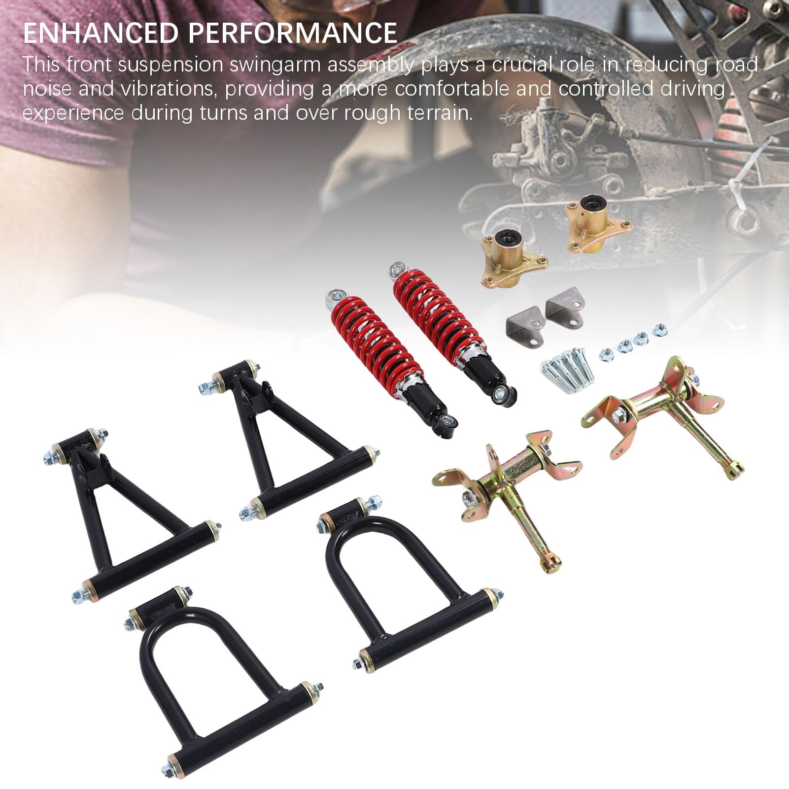 Bras Oscillant De Suspension Renforce, Kit De Bras De Suspension Pour Velo Tout Terrain Quad Kart, En Métal Haute Résistance Pour Une Stabilité Optimale
