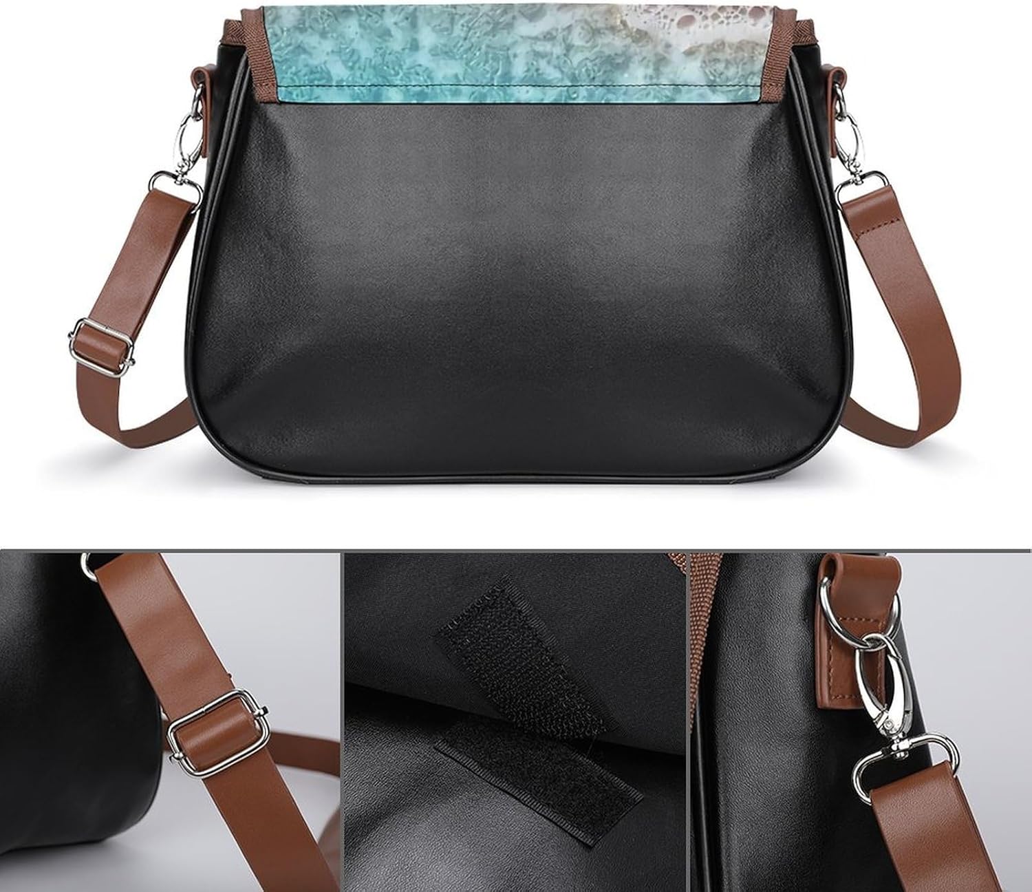 Beach FeetWomen's Faux Leather Crossbody Bag, Waterproof Wrinkle-Resistant Shoulder Bag with Detachable Strap, Large Capacity Casual Handbag, Fashion Daily Purse for Shopping Work Dating, Ideal Gift F